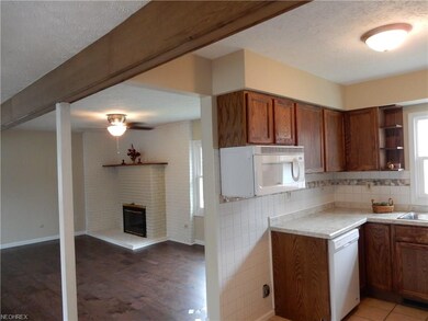 Open into the living space with a fireplace