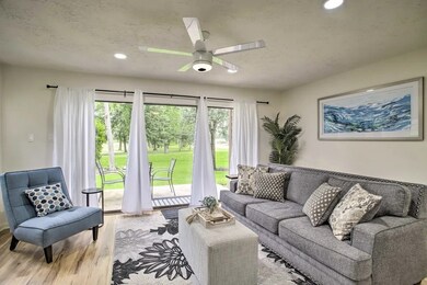First floor home with sliding doors out to the pat