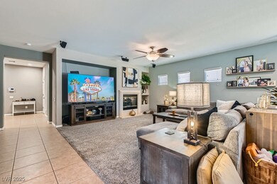 Living area featuring light tile patterned floors,
