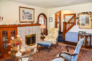 The gorgeous living room offers hardwood flooring 