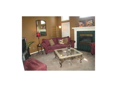 Closeup of the fireplace and mantel.