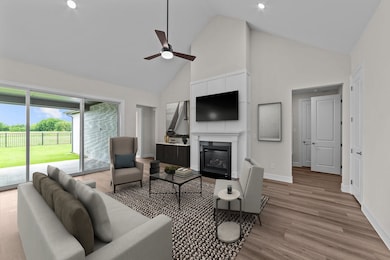 Great room with vaulted ceiling