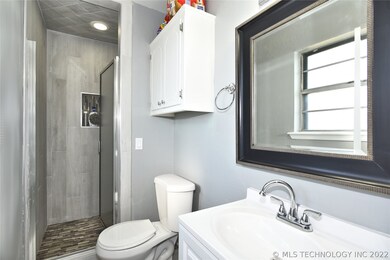 Updated bathroom in the primary bedroom
