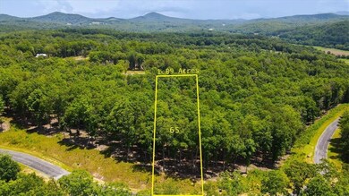 Aerial overview of property's location with a mountainous background and property parcel outlined