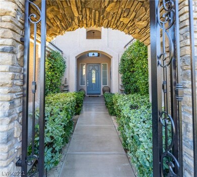 Enter the lockable front gate and travel through t