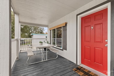 Wooden terrace with outdoor dining area
