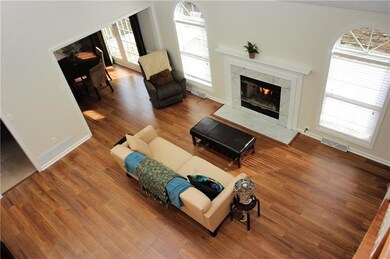 View from loft, gas log fireplace