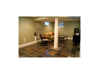 A cool and modern finished lower level