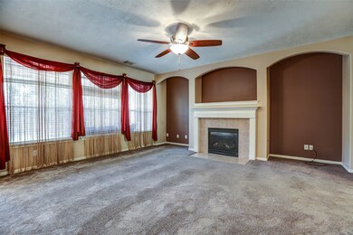 The family room is open to the kitchen
and overloo