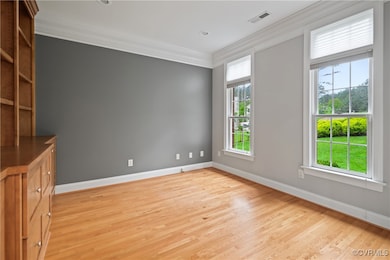 Spare room with ornamental molding, plenty of natu