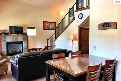 Gas fireplace under cathedral ceilings