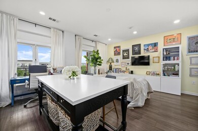 Dining room with visible vents, recessed lighting