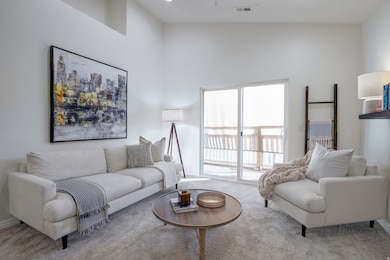 Living area with carpet