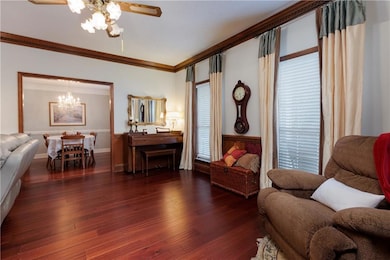 Living room with hardwood / wood-style floors, orn