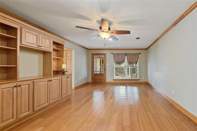Family room with built-ins