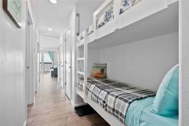 Bedroom and bath to left, closets on right