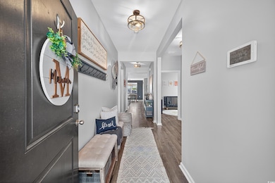 Entryway featuring wood finished floors and baseboards