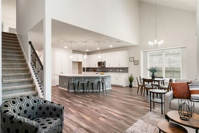 Kitchen opens to living area