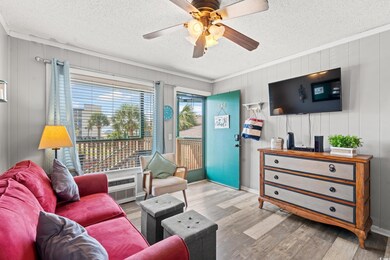 Living room with ceiling fan, light hardwood / woo