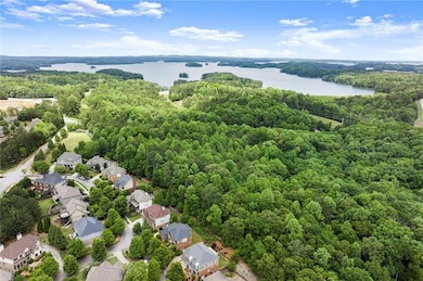 Aerial view highlights the tranquility of the neighborhood and the close proximity to Lake Lanier.