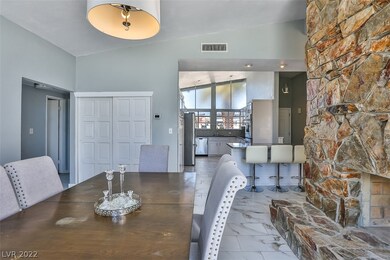 Dining room and kitchen.