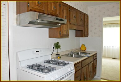 Galley Kitchen with super nice gas range.