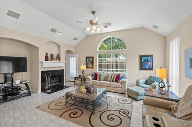 The family room which features high ceilings, huge
