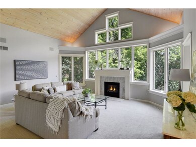 Vaulted ceilings and fireplace in main floor livin