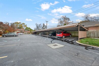 View of partially covered parking lot