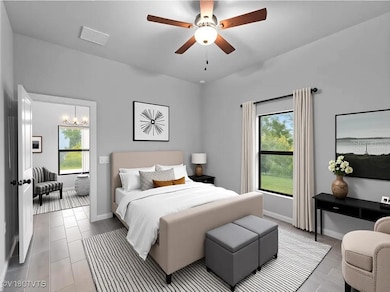 Virtually staged Bedroom