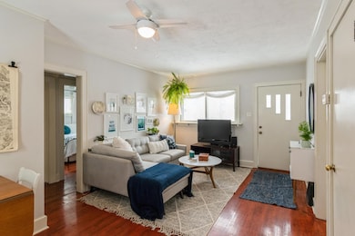 Cozy living room with wood floors