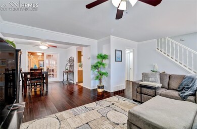 Main level living and dining room combination with