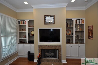 Living Room. Living room with built-in bookshelves