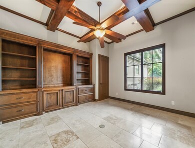 Beautiful wood built-ins and ceiling beams make working from home or feel elegant and relaxing. Study also has a closet so if needed it can be converted to a bedroom or playroom area.