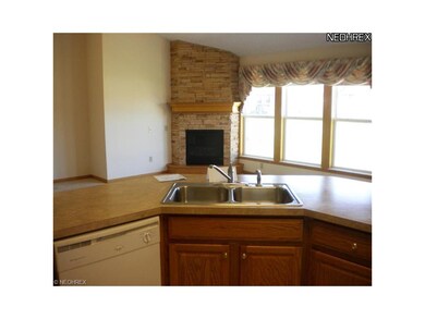 Fireplace, wall of windows overlooking from kitche