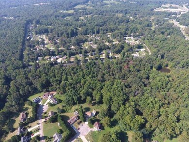 Aerial view of property's location with a forest