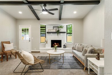 Spacious living room with access to the backyard.