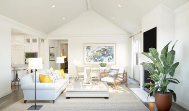 Great room with vaulted ceiling