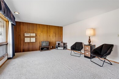 Living room with recessed lighting.