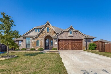 Stone and wooden garage door