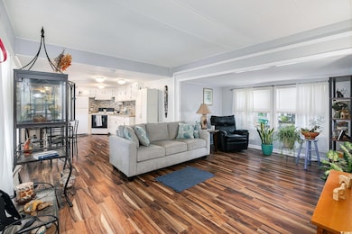 Living area featuring dark wood-style floors