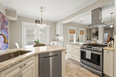 The kitchen has been updated and has an oversized
