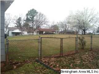 Nice fenced yard with storage building in the back