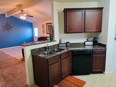 View from kitchen to living room