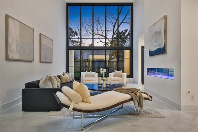The double-height living room has a magnificent fu