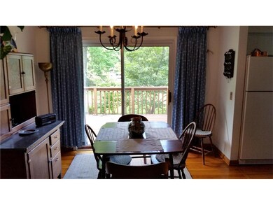 Dining area with sliding glass doors to nice deck