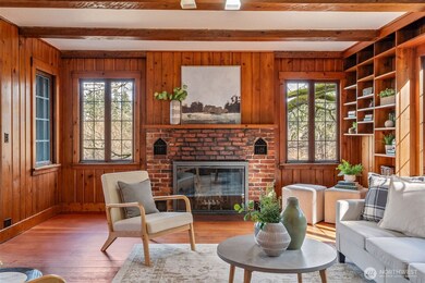 Wood Fireplace in Living room.