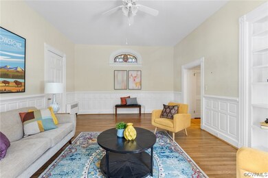 Oak hardwood floors, stained glass, built-ins, fireplace