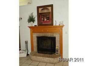 Brick fireplace with hearth