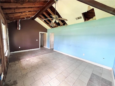 Living room with cathedral ceiling